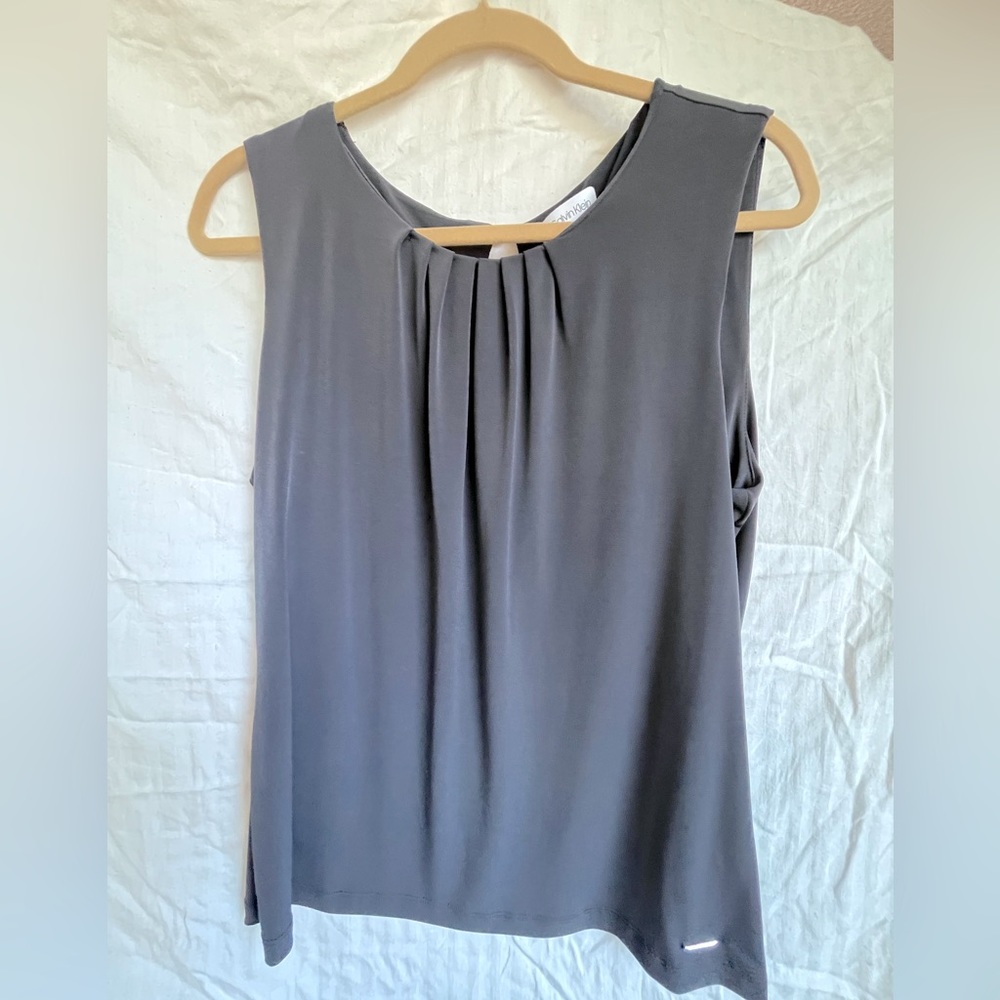 Women’s Calvin Klein sleeveless blouse gray XL NWOT